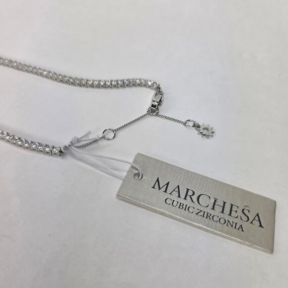 Marchesa Cubic Zirconia Tennis Collar Statement Necklace, 16" NEW - Picture 12 of 13